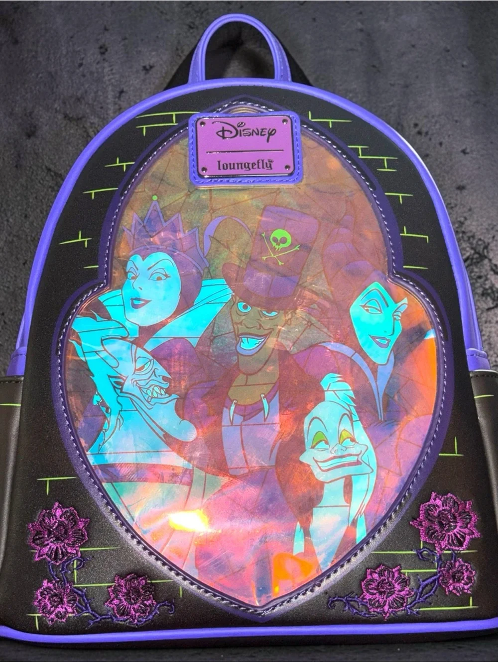 Loungefly Disney Villains Exclusive Stained Glass Glow Mini Backpack
